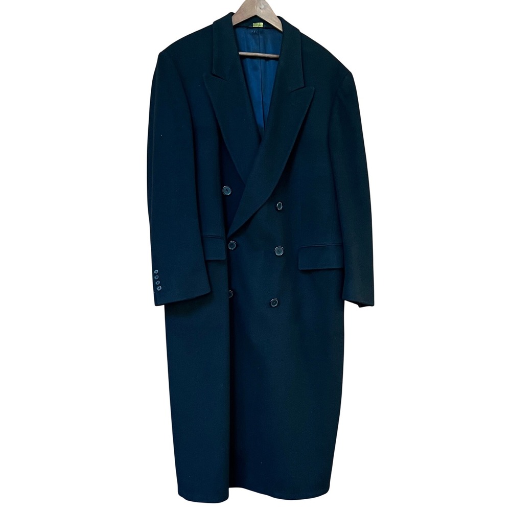 Bloomingdale's Loro Piana 100% Cashmere Double Breasted Overcoat Black 46R USA‎ - Picture 2 of 16